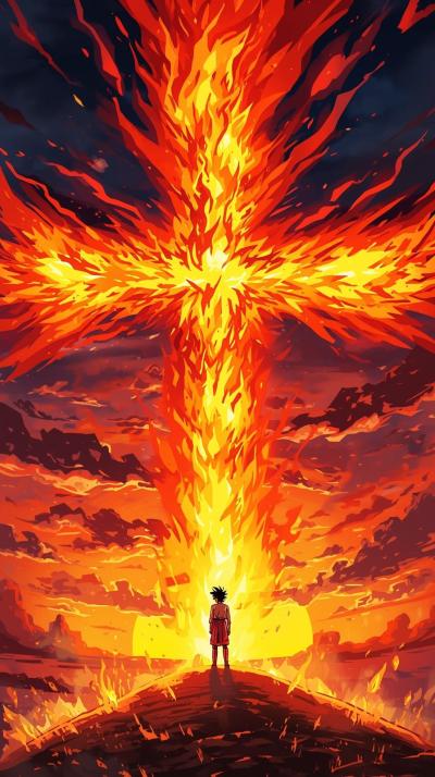 Dr Stone Stone CraFire Force Flames In Cross Shape