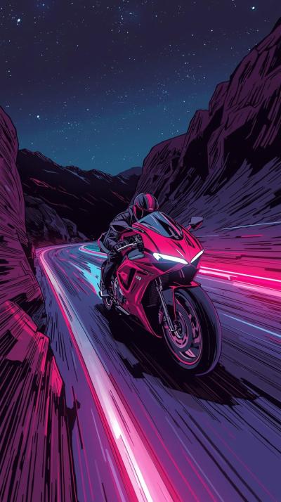 Initial D Mountain DAkira Red Bike Neon Trailrift