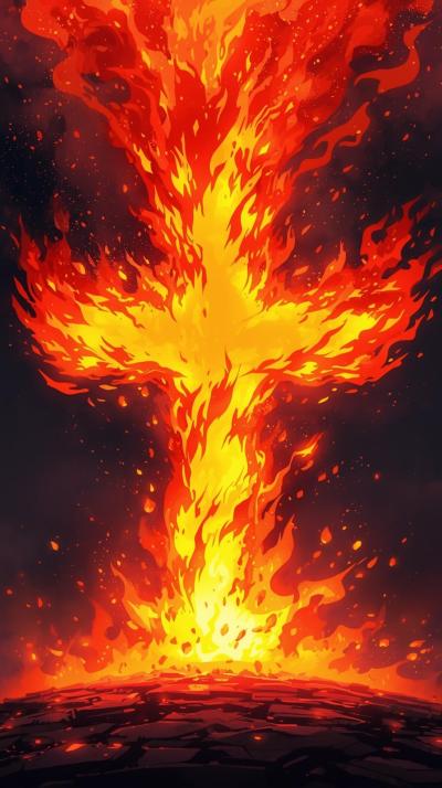 Fire Force Flames In Cross Shape