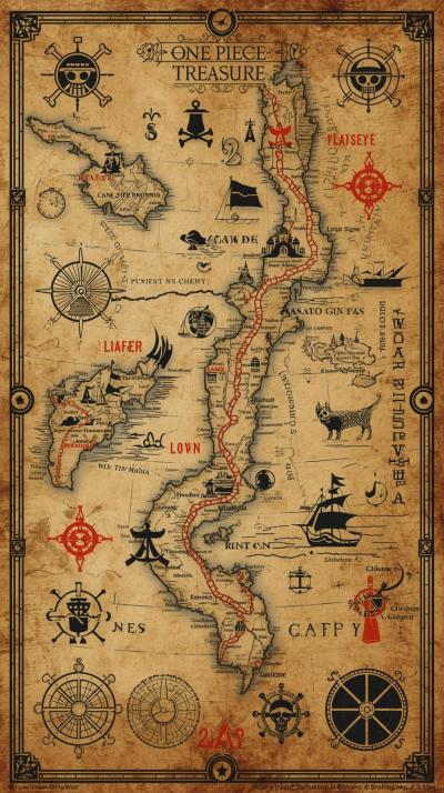 One Piece Treasure Map Poster