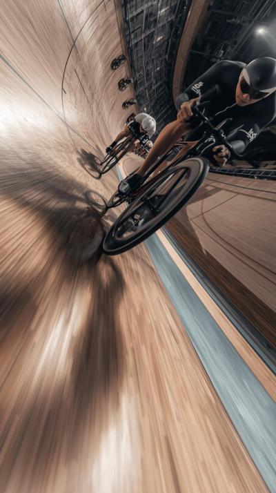 Track Cycling Banked Turn