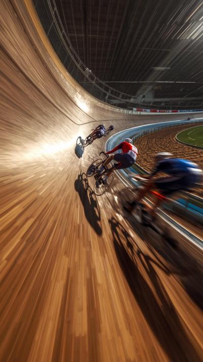 Track Cycling Banked Turn