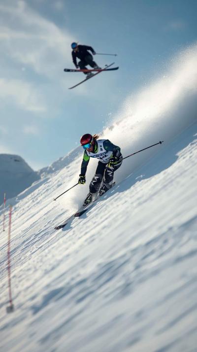 Ski Downhill Tuck BlSki Jump Flight Telemarkur