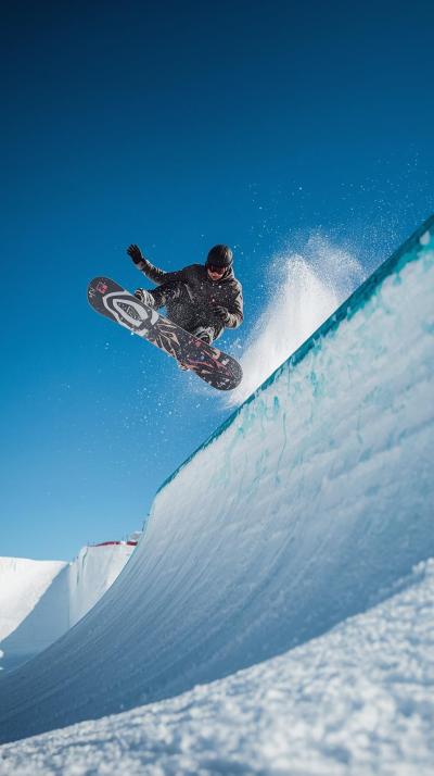 Snowboard Halfpipe Grab