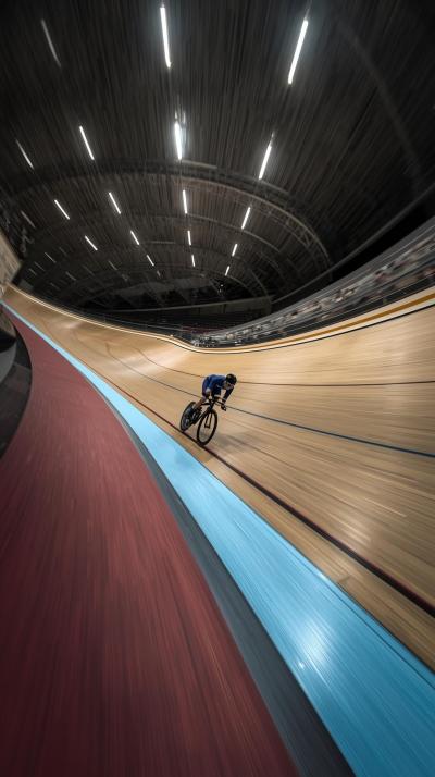 Track Cycling Banked Turn