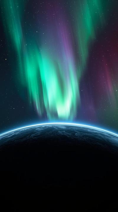 Alien Aurora Over Ringed World