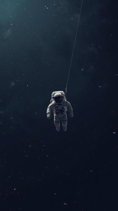 Astronaut Floating With Tether