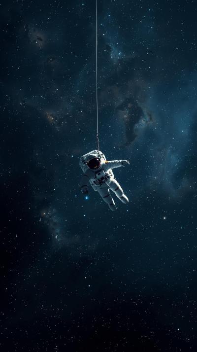 Astronaut Floating With Tether