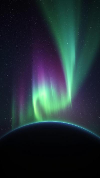 Northern Lights Over Space Horizon