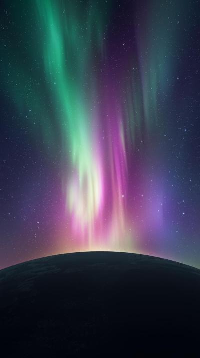 Northern Lights Over Space Horizon