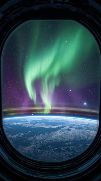 Aurora Seen From Space Window