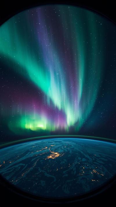 Aurora Seen From Space Window