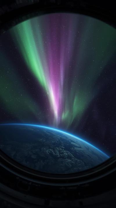 Aurora Seen From Space Window
