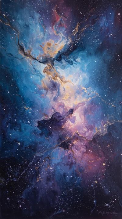 Oil Painting Galaxy Swirls