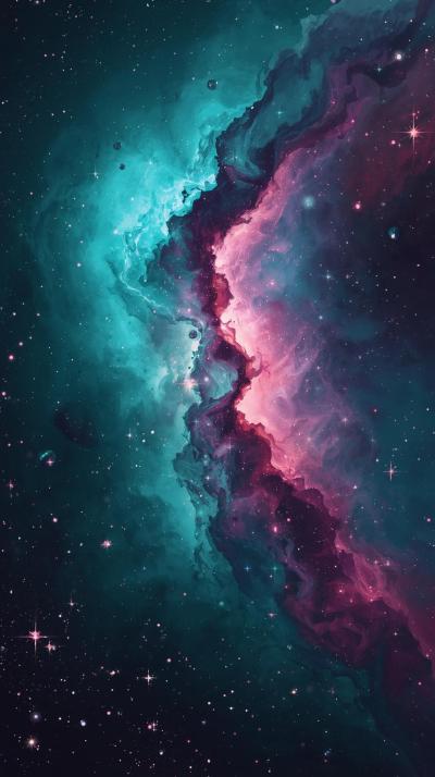 Teal And Magenta Cosmic Clouds
