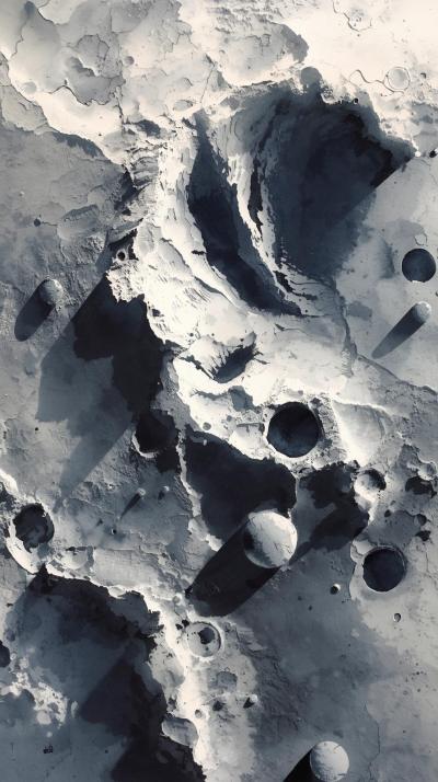 Ink And Wash Moon Crater Study