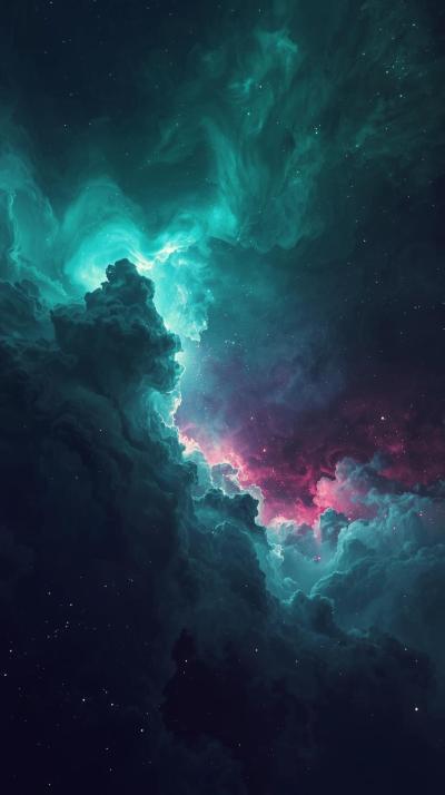 Teal And Magenta Cosmic Clouds