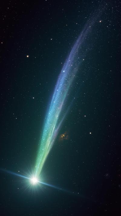Comet With Glowing Ion Tail