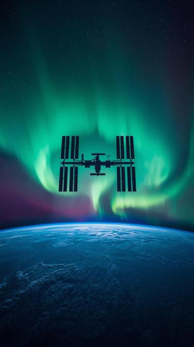 ISS Over Aurora Arc