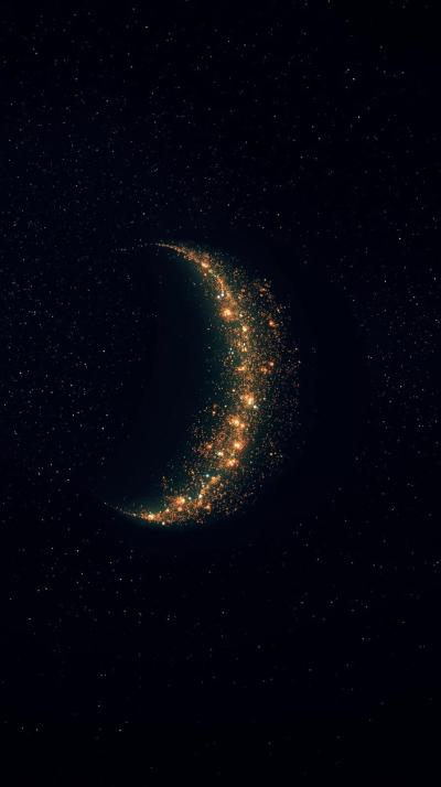 Crescent Planet ONight Side City Lights From Orbit