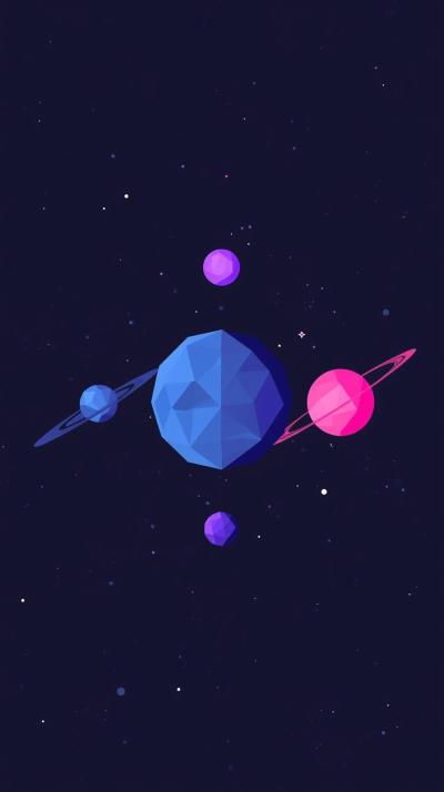 Low Poly Planet System Poster