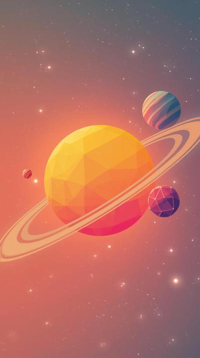 Low Poly Planet System Poster