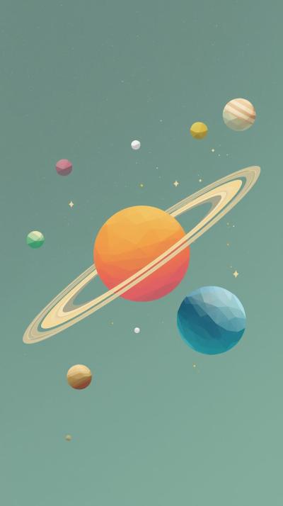 Low Poly Planet System Poster