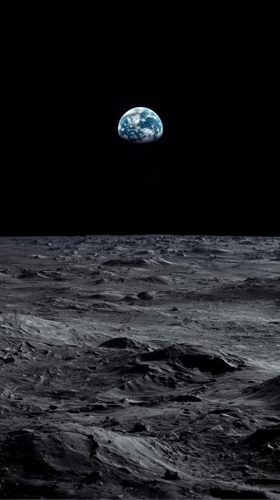 Earthrise From Lunar Surface