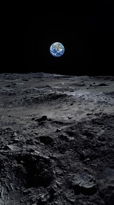 Earthrise From Lunar Surface