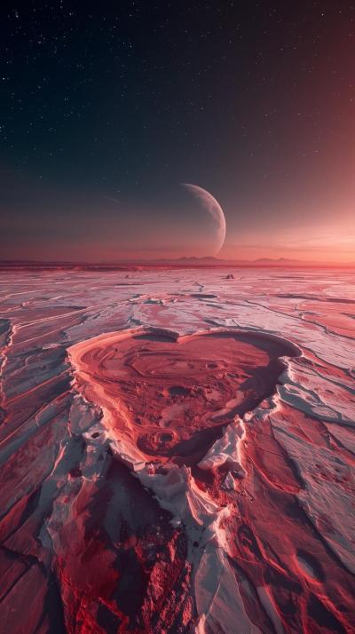 Pluto Heart Plain At Twilight