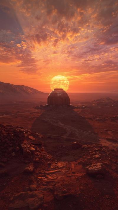 Mars Habitat Dome Sunrise