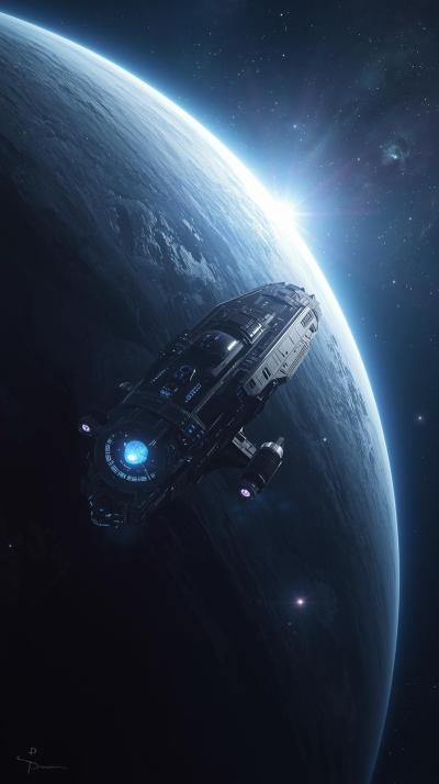 Massive Starship Near Rings