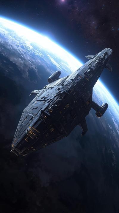 Massive Starship Near Rings