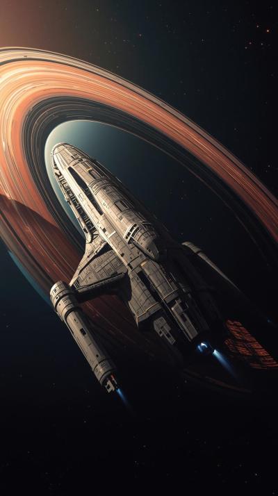 Massive Starship Near Rings