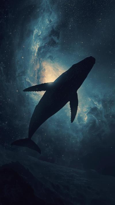 Space Whale Surreal Silhouette