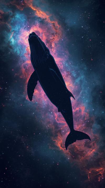 Space Whale Surreal Silhouette