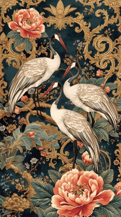 Chinoiserie CBaroque Scrollwork In Antique Goldran