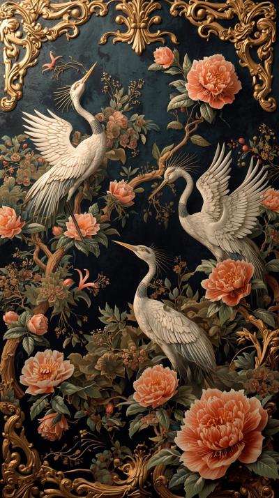 Chinoiserie CBaroque Scrollwork In Antique Goldran