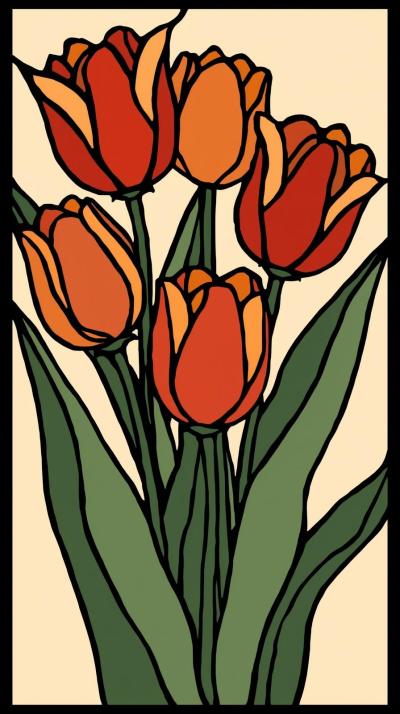 Arts  Crafts Stylized Tulips