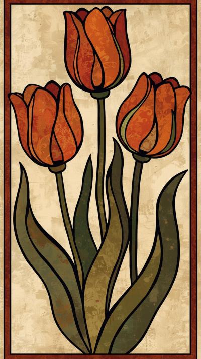 Arts  Crafts Stylized Tulips
