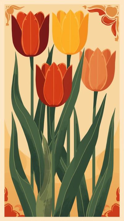 Arts  Crafts Stylized Tulips