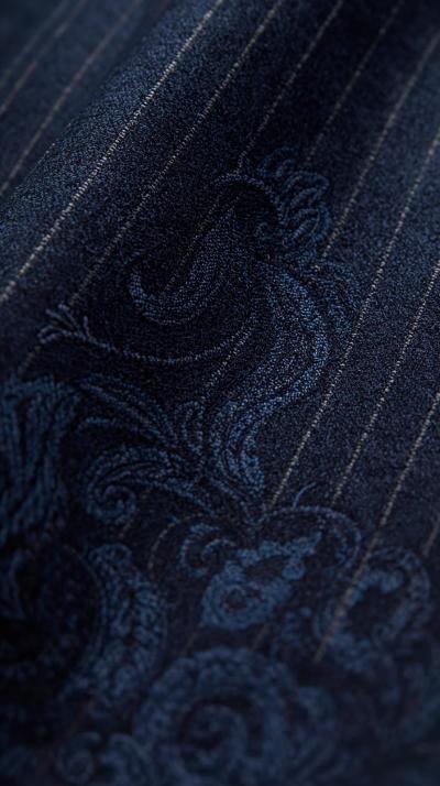 Paisley On WPinstripe Suit Wool Textureorn Indigo