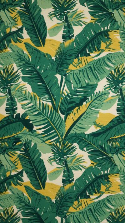 Feed Sack FloRetro Tropical Banana Leavesral Repea