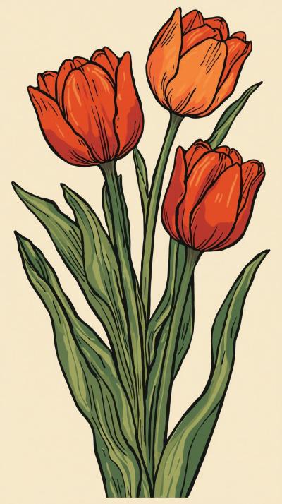 Arts  Crafts Stylized Tulips