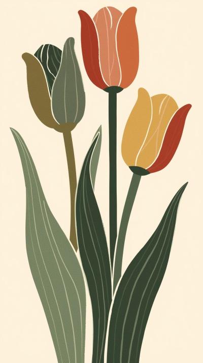 Arts  Crafts Stylized Tulips