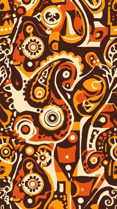 S Psych    S Orange Brown Geometric Blocksedelic P