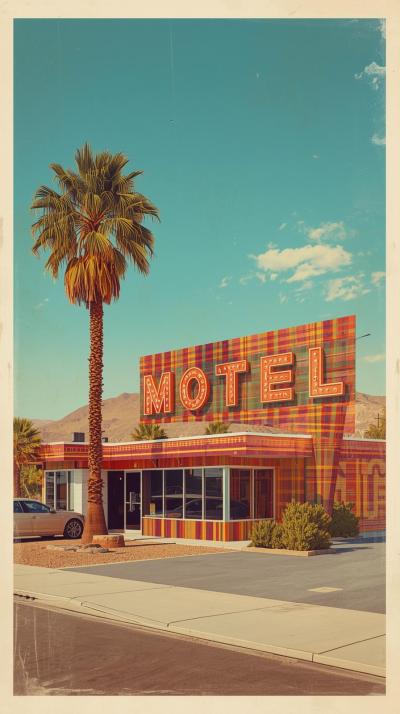 Palm Motel PSouthwestern Serape Stripesostcard Vib