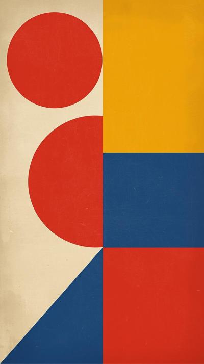 Bauhaus Primary Shapes On Beige
