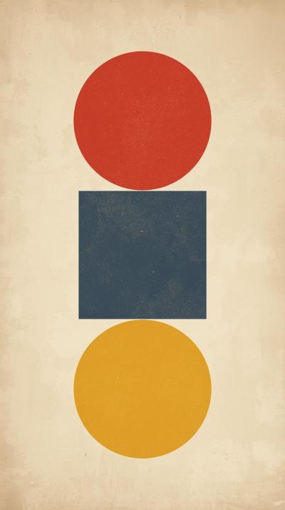 Bauhaus Primary Shapes On Beige