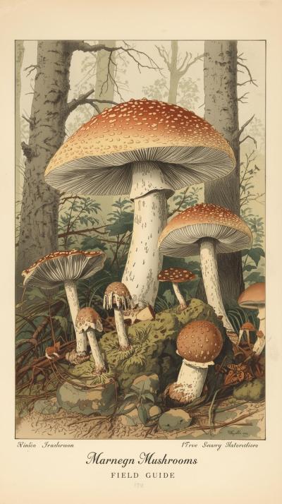 Bird Guide IllMushroom Field Notes Sketchustration